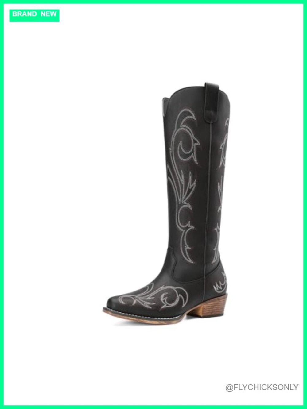 Women's Knee High Western Cowboy Boots Faux Leather Embroidered Zip